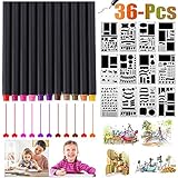 Fineliner Pens, Outgeek Bullet Supplies Journal Drawing Pens 24 Color and 12PCS Stencil Notebook Diary Scrapbook DIY Drawing Templates Plastic Planner Kit
