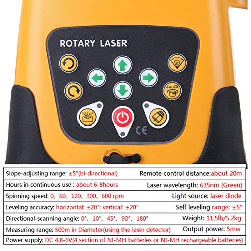 Iglobalbuy 360°Automatic Self-leveling Rotary Laser Level Green Beam 500M Range Electronic Self-leveling Rotating Laser Level Tool Kit with Remote Control