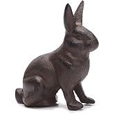 Cast Iron Rabbit Statue Garden Lawn Home Office Desk Decor Paperweight Collection Bunny Figurine Animal Lover Gift PTWQ011