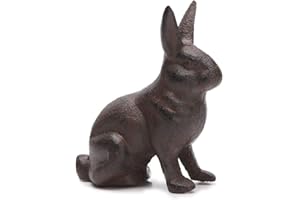 BRASSTAR Cast Iron Rabbit Statue Garden Lawn Home Office Desk Decor Paperweight Collection Bunny Figurine Animal Lover Gift PTWQ011