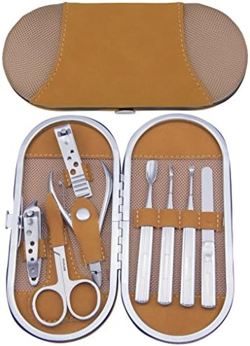 Maketop Pedicure set 8 in Colligate Beauty Tool for Nail Care &amp; Professional Stainless Oval Steel Manicure set (Orange/Silvery)