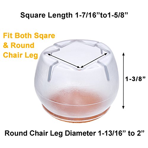 LimBridge Large Chair Leg Wood Floor Protectors, Table Feet Glides Furniture Carpet Saver, Silicone Caps Felt Pads #1, ROUND 1-13/16" to 2" (4.5-5.0cm) or SQUARE 1-7/16" to 1-5/8" (3.7-4.1cm) 16 Pack - Thumbnail 2