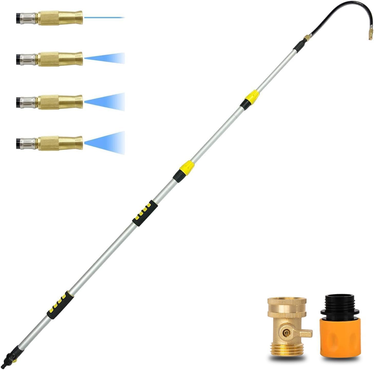 Photo 1 of 24FT Reach Gutter Cleaning Tools from The Ground, 16FT Long Reach Gutter Cleaner Wand with Hose Attachment, Telescoping Rain Gutter Cleaning Tool for Debris