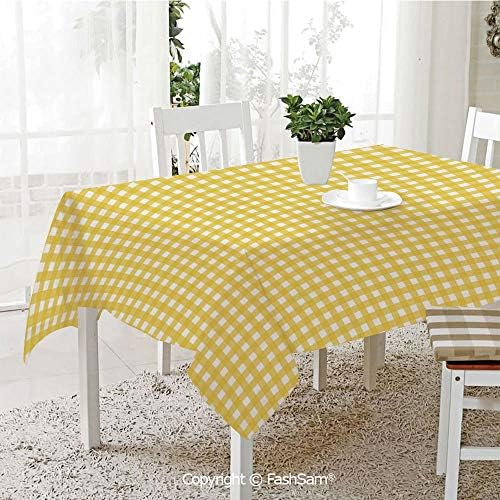AmaUncle 3D Print Table Cloths Cover Classic English Pattern in Yellow Picnic in Summertime Theme Retro Striped Decorative Table Protectors for Family Dinners (W55 xL72)
