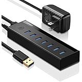 UGREEN 7-Port USB 3.0 Hub with 5V 2A AC Power Adapter for Mac, MacBook Pro Air, HP and Dell Laptop, USB Data Hub 3.0 Splitter Adapter with Power Switch and 3FT USB Cable