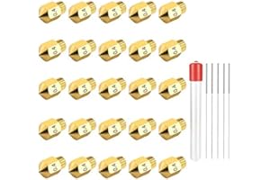 25PCS 0.4mm MK8 3D Printer Nozzles with 5 Stainless Steel Cleaning Needles, High Temperature Resistant Extruder Brass Nozzles
