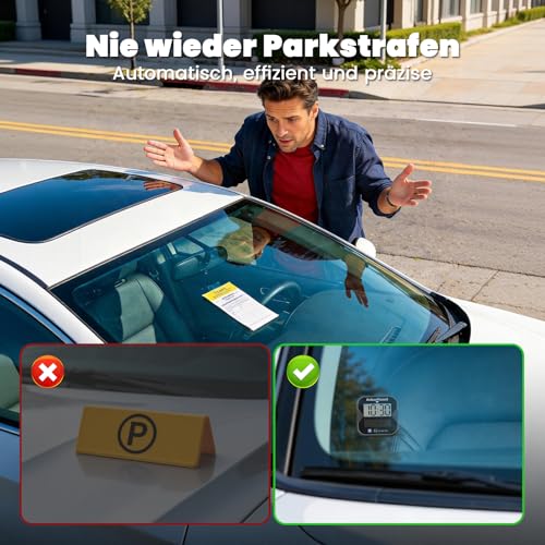 WhiteRhino Electronic Parking Disc, KBA Approved, Digital Parking Disc with E-Mark, with Two Displays, Automatic Parking Time Detection, Solar & Type-C, Car Switch to Summer Time, Car Accessories (1 Piece)