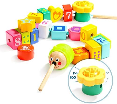 TOP BRIGHT Wooden Lacing Balls Toy for Year Old Girl, Montessori