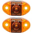 Pair of LED Amber Oval Surface Mount Clearance Side Marker Light - USA Made with, PC Rated (Two Lights)