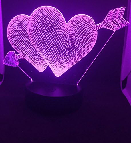 Valentine 3D illusion night light 2 HEARTs, 7 color changing