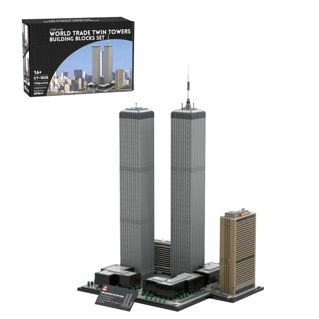 Photo 1 of DiyXenginey Architecture World Trade Center Twin Towers Building Bricks, 1:800 World Landmark New York City Buildings, Modular Skyline Model Kit for Adults, Designed by SPBrix- 7121 Pieces