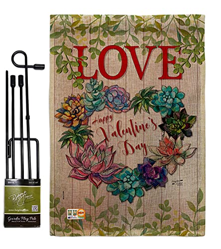 Succa for Love Garden Flag - Set with Stand Spring Valentines Happy Heart Coupl…