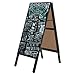 Modern Black Wood Large A-Frame Wet Erase Cafe Menu Board/Liquid Chalkboard Retail Storefront Signage