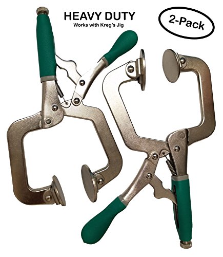 Woodworking 3" Metal Face Clamps | Heavy Duty C-Type Clamping Tools For Cabinetry | Ergonomic Corner Grip One-Handed Clamp Set For Craftsmen | Larger Flat Surface (2 Pack With Pads)