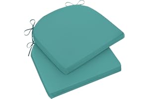 Wellsin Outdoor Chair Cushions for Patio Furniture - Patio Chair Cushions Set of 2 - Water Resistant Round Corner Outdoor Seat Cushions 17"X16"X2", Teal