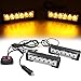FOXCID 2 X 6 LED 9 Modes Traffic Advisor Emergency Warning Vehicle Strobe Lights for Interior Roof/Dash/Windshield/Grille/Deck Universal Waterproof (Amber/Yellow)