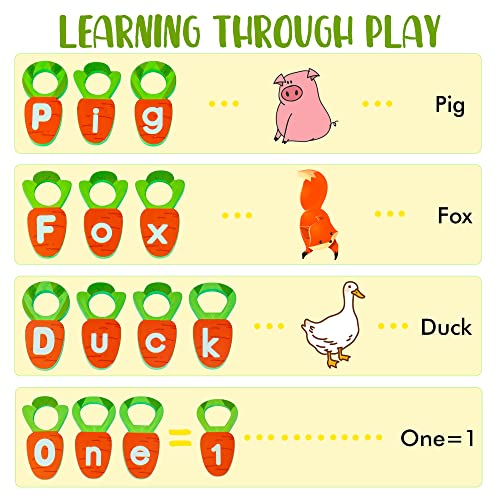 Montessori Toys for 3 Year Old, Carrot Harvest Game Wooden Toy, Fine