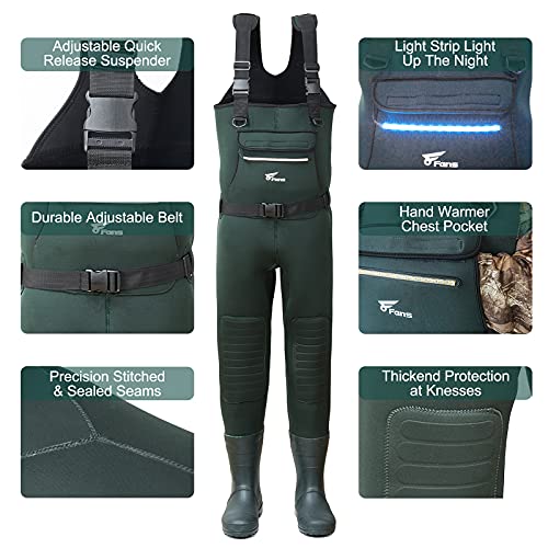 8 Fans Fishing Chest Waders,100 Waterproof Cleated Chest Waders for