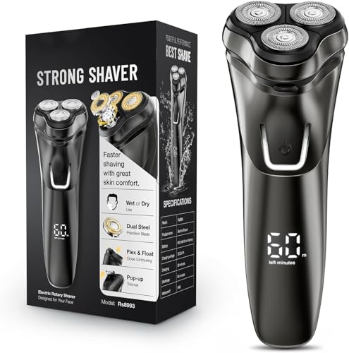Cordless Electric Razor for Men: 4D Floating Mens Shavers Waterproof with LED Display & Travel Lock - USB Rechargeable Beard Shaver with Pop-up Trimmer