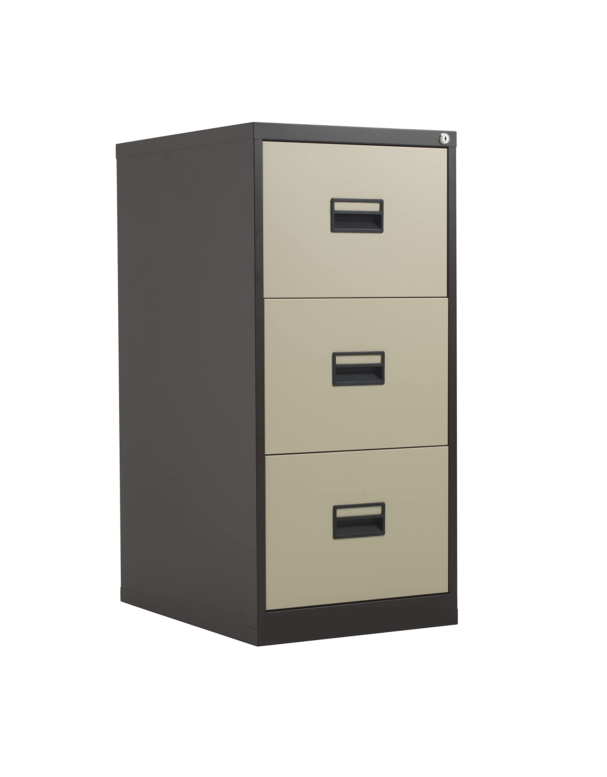 Office Hippo Heavy Duty Steel Filing Cabinet, 3 Drawer Filing Cabinet, Fully Welded Construction with 40kg Drawer Tolerance, Lockable Office Storage, 7 Year Guarantee, Coffee Cream
