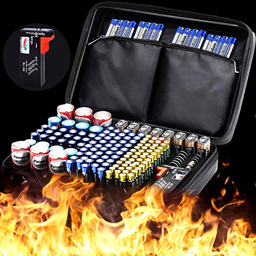 Anyoneer Battery Organizer Storage Box, Fireproof, Waterproof, Extra