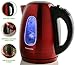 OVENTE Electric Kettle, 1.7L Stainless Steel Water Heater and Boiler for Coffee or Tea with BPA Free & Cordless Body, Auto Shut-Off, Boil-Dry Protection, LED Light and Removable Filter, Red KS96R