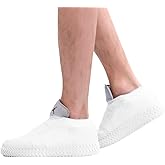 WHYJJQIAN Waterproof Silicone Shoe Covers for Rain,Reusable Non Slip Rubber Rain Shoe Cover Cycling Shoe Protectors Outdoor with Non-slip Sole Apply to Men,Women,Kids(Extra Large, White)
