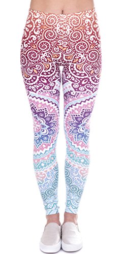 Ndoobiy Women's Printed Leggings Full-Length Regular/Plus Size Yoga Workout Leggings Pants Soft Spanx Capri L1(ZI Circle PS)