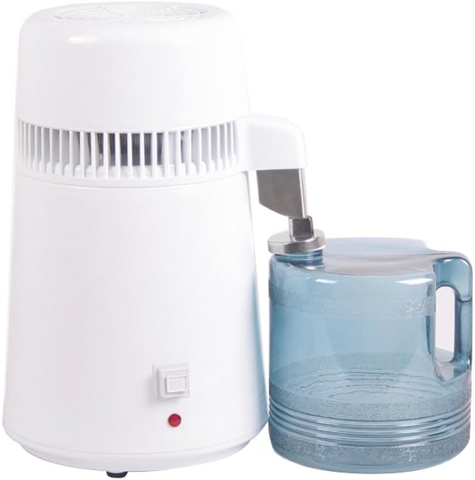 Carejoy Countertop Water Distiller Machine Stainless Steel Interior Distilled Water Purifier Filter, Pure Water Maker 4L Container