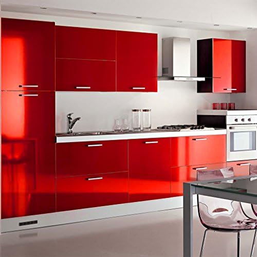 Top Quality Kitchen Cabinet PVC Self-Adhesive Wallpaper Rolls for Furniture / Kitchen / Bathroom 0.61 * 5M Door Sticker Sheet / Door Cabinet Wall Paper,Red