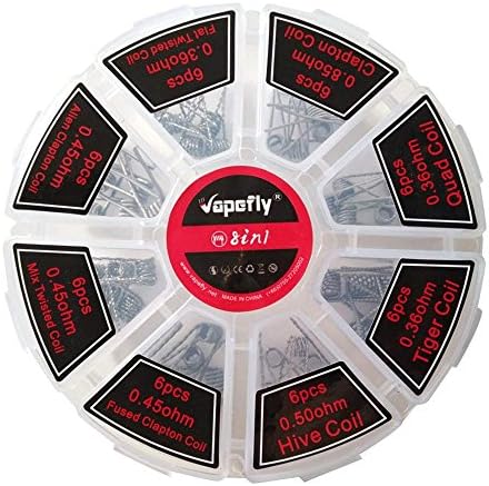 8 in 1/48 Pre-Made Coils Selection of 8 Styles Clapton/6 of Each Style Coil/Perfect for RDA, RBA, RDTA (White)