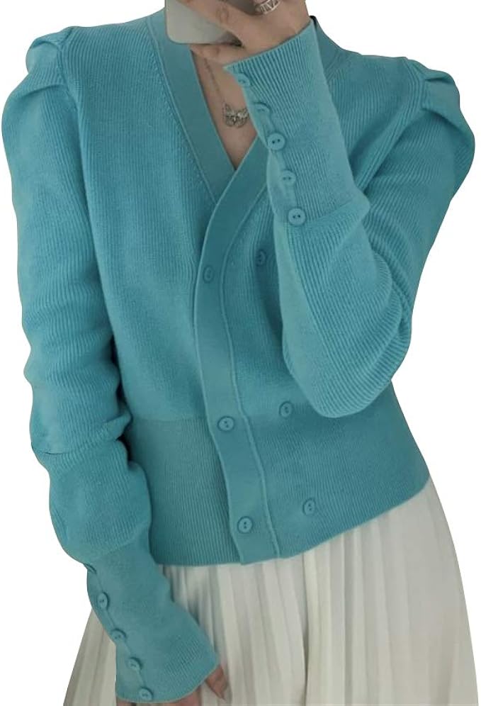 Amazon フェアリーストーン カーディガン トップス レディース 長袖 ニット ショート 無地 カジュアル フォーマル C 08 ブルー フリー カーディガン ボレロ 通販