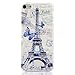 Compatible for iPod Touch 6 Case, Touch 5 Case, MOLLYCOOCLE White Skin Shell Blue Eiffel Tower Ultra Hard PC Back Slim Fit Cover Case for iPod Touch 5 6