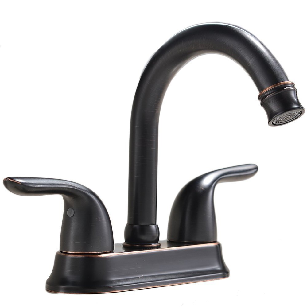 VCCUCINE Antique Solid Brass 2 Handle Widespread Oil Rubbed Bronze Bathroom Faucet, Lavatory Vanity Vessel Sink Faucet Without Pop-Up Drain