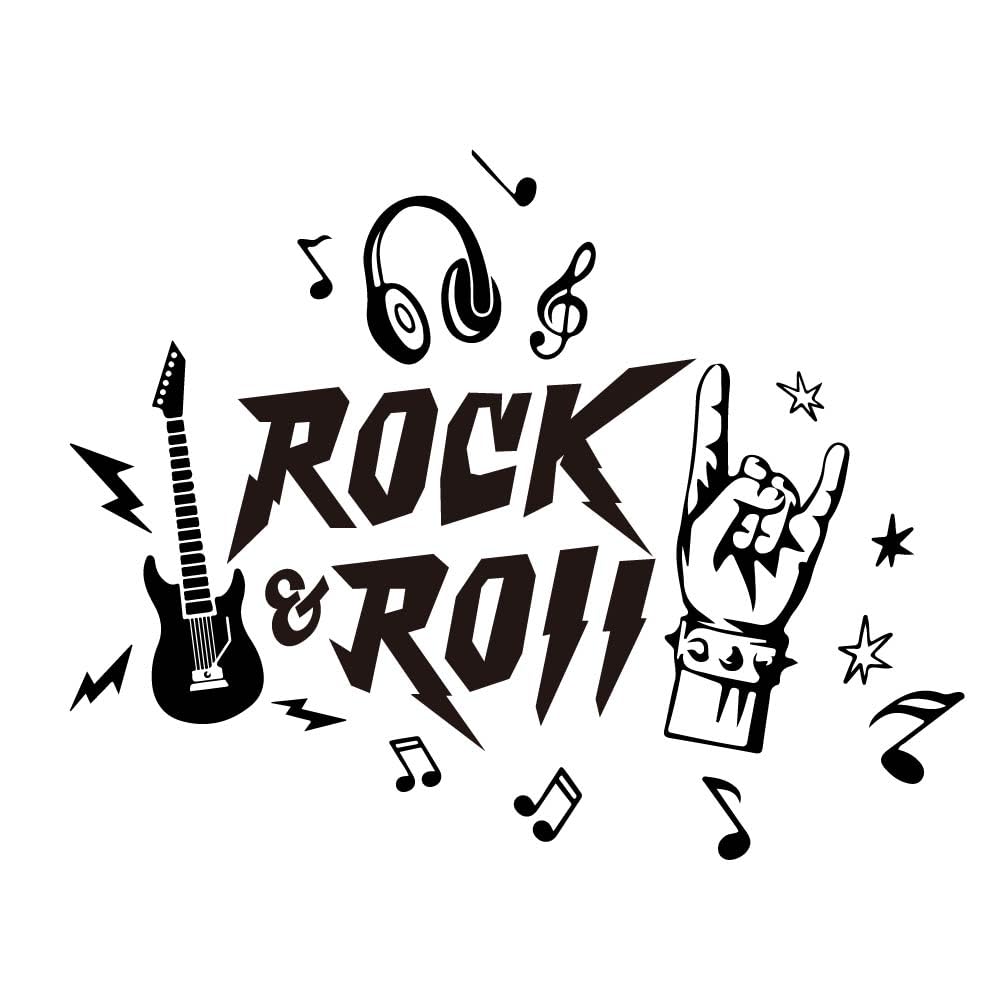 SUPERDANT Rock Resture Wall Stickers Rock&Roll Wall Decor Rock Instrument Wall Decor with Electric Guitar Unique Design Wall Decals for Bedroom Livingroom