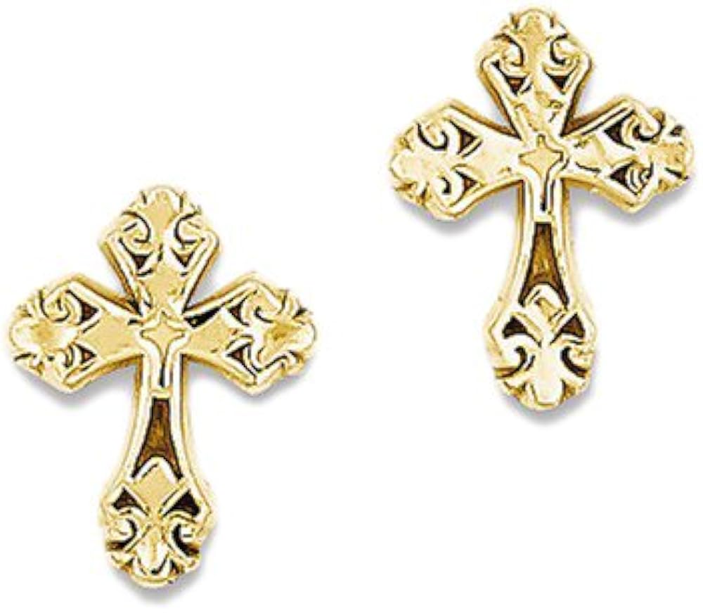 14k Yellow Gold Maltese Cross Stud Earrings Clothing