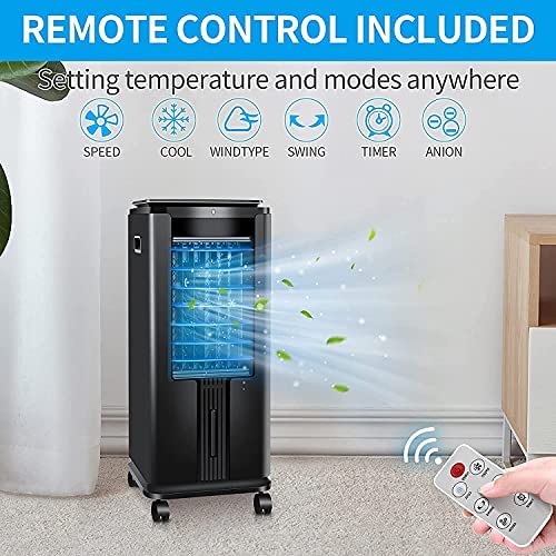 Kismile Evaporative Cooler, Portable Cooling Fan w/Water Tank, Ice