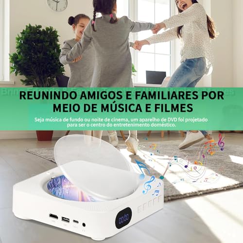 100-220V, Leitor de CD/DVD Multifuncional, CD Player Portatil, Suporta Saída HDMI HD 1080P, DVD Player HDMI, Alto-Falantes Integrados