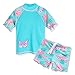 TFJH E Girls Sun Protection Swimwear butterflyflower Swimsuit UPF 50+ UV Cyan 12A