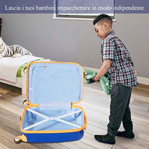 Set Valigia E Zaino Per Bambini COSTWAY - Con Ruote 360°, Maniglia Regolabile, Design Divertente - Foto 4