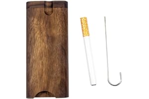 Amaezorx 1 Pcs Wooden Dugout One Hitter Set, Portable Smell Proof Case with Cigarette Pipe & Blunt Holder, Humidor Cigar Box 
