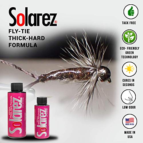 SOLAREZ Fly Tie UV Cure Resin - Thick Hard Formula (2 oz) Fly Tying, Fly Fishing, Build Fly Heads and Bodies