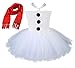 Tutu Dreams New Years Eve Party Snowman Costume for Toddler Girls with Red Scarf (5-6X,White)