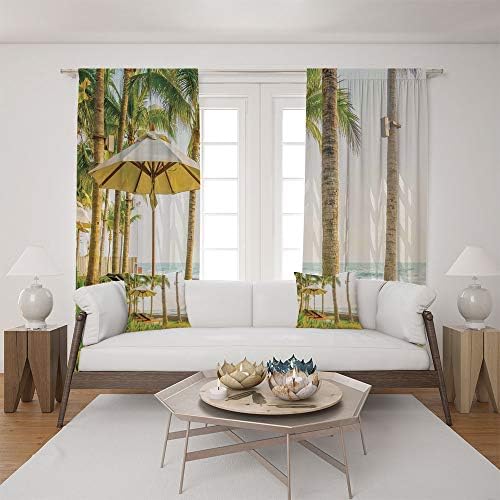 2 Panel Set Satin Window Drapes Living Room Curtains and 2 Pillowcases,Chairs Around Swimming Pool in Hotel Resort Image,The Perfect Combination of Curtains and Pillows Makes Your Living Room Warmer