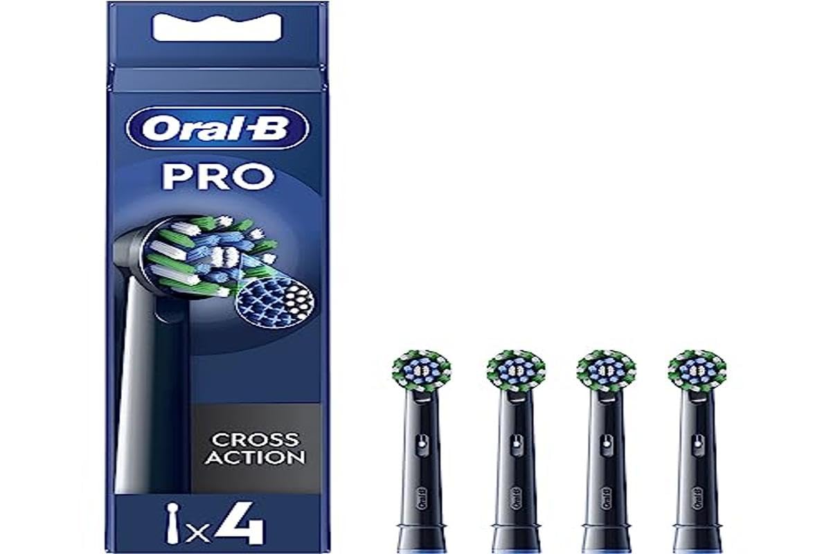 Oral-B Pro Cross Action Electric Toothbrush Heads - Black (Pack of 4)