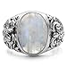 Chuvora 925 Sterling Silver Natural Moonstone Gemstone Filigree Sea Turtle Band Ring Size 8