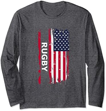 Unisex Long Sleeve Rugby Gift t shirt Support Rugby USA Playing Tee Small Dark Heather