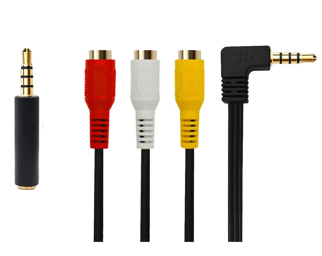 QiCheng&LYS DVD Audio Out Cord,Gold Plated 3.5mm Male to 3RCA Female Stereo Audio Cable for Smartphones,MP3 Tablets Speakers,Home Theater 0.2m (3.5 Elbows to 3 RCA Females)