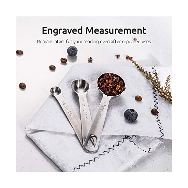 U-Taste 18/8 Stainless Steel Measuring Spoons Set of 6, (1/8 TSP, 1/4 TSP, 1/2 TSP, 1 TSP, 1/2 tbsp & 1 tbsp) for Dry…