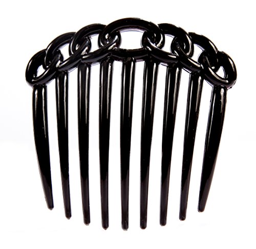 9 Teeth Chain Like Design Black French Twist Comb, 0.5 Ounce